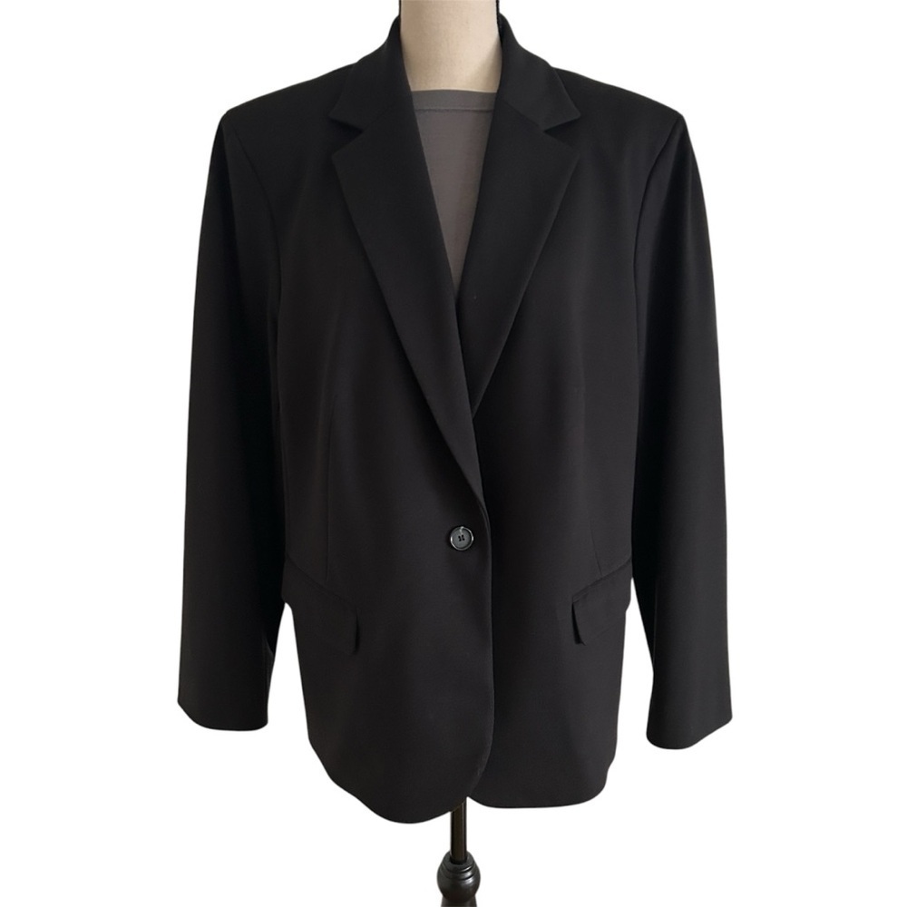 Jones New York Black Blazer Stretch Jacket Single Button Close Plus size 18W